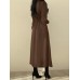 Solid Elastic Waist Button Long Sleeve Lapel Maxi Shirt Dress