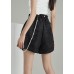 Plus Size Vintage Black Zip Up Jacquard Cotton shorts