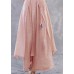 Plus Size Pink tie waistAsymmetrical Linen wide leg Pants Spring