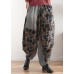 New stitching printed cotton and linen pants loose large size casual pants