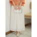 Bohemian White elastic waist drawstring Pockets Linen wide leg Pants Spring