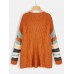 Women Casual Striped Color  Block Sweater Cardigans