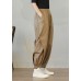 Casual Khaki Pockets elastic waist drawstring harem Pants Spring