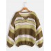 Women Casual Striped V  neck Sweaters