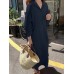 Solid Color Long Sleeve Lapel Loose Maxi Shirt Dress